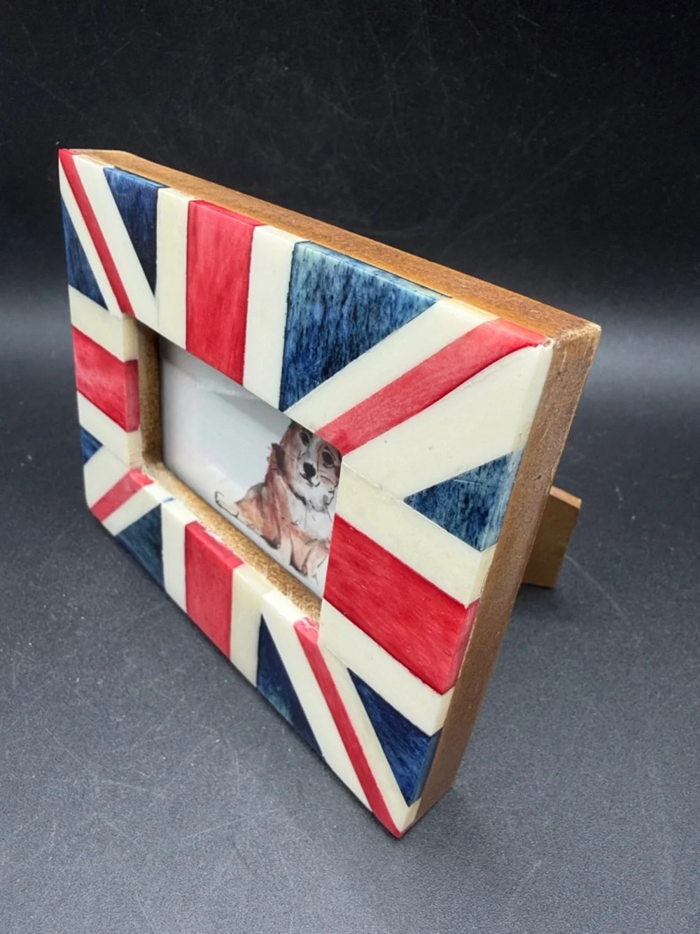 Anthropologie Union Jack Red White Blue Bone Picture Photo Frame Home Decor
